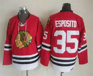 Mens Chicago Blackhawks #35 Tony Esposito Red Throwback Jersey